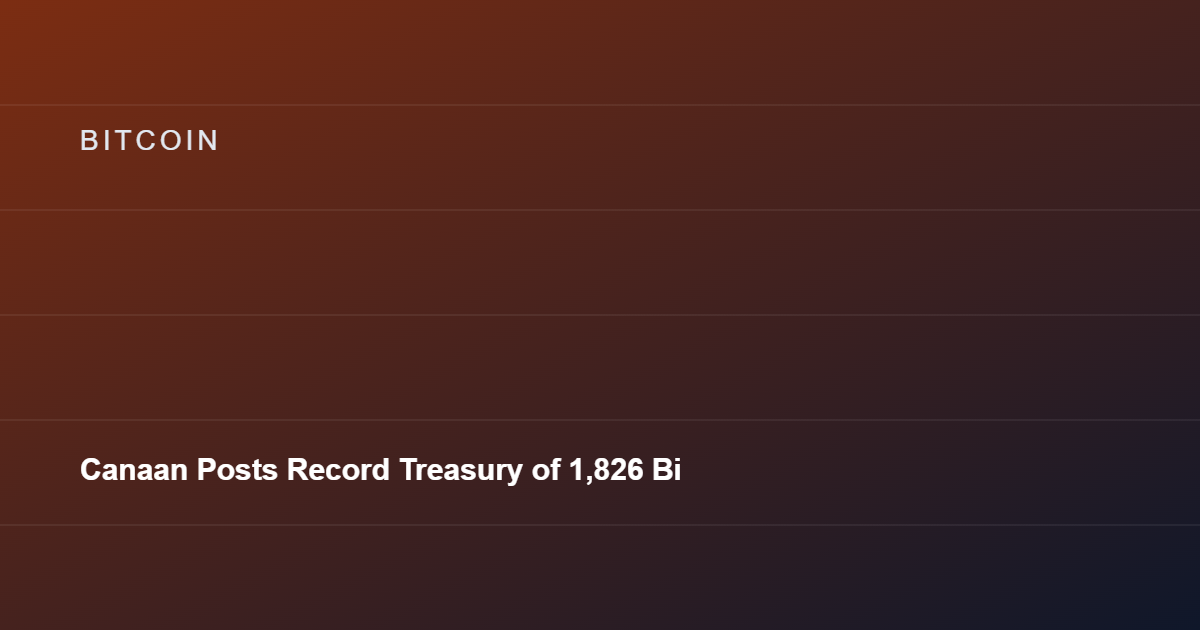 Canaan Posts Record Treasury of 1,826 Bitcoin and Nearly 4,000 Ether