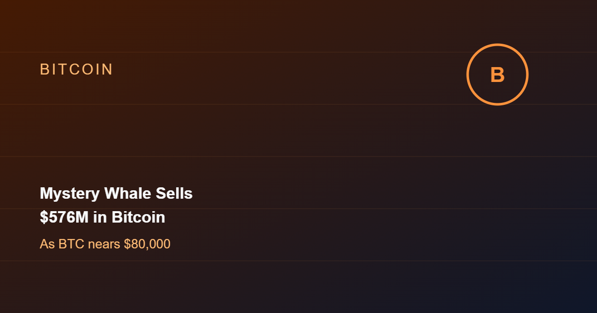 Mystery Whale Sells $576M in Bitcoin as BTC Nears $80,000