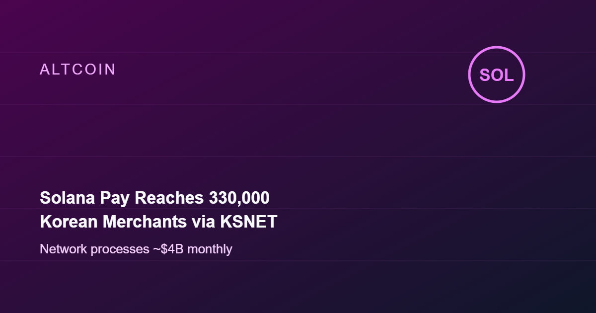Solana Pay Expands to 330,000 Korean Merchants via KSNET Deal