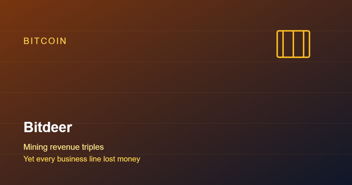 Bitdeer Tripled Its Mining Revenue and Still Lost Money on Every Business Line