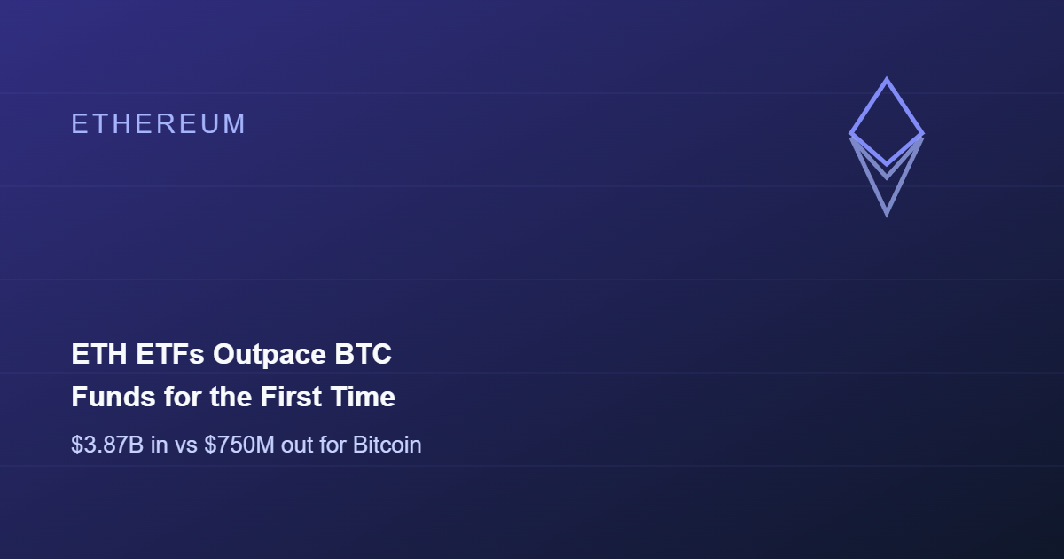 Ethereum ETFs Outpace Bitcoin Funds in Monthly Inflows for the First Time