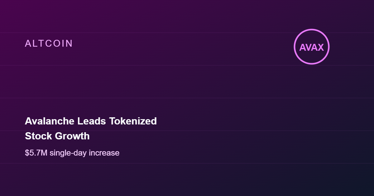 Avalanche Leads Tokenized Stock Growth With Largest Single-Day Increase