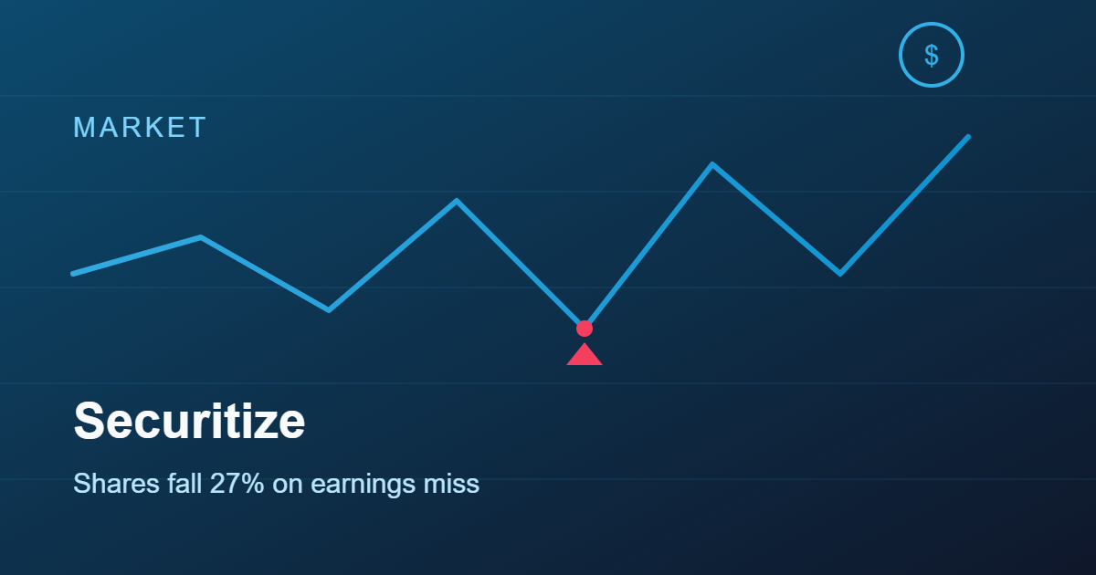 Securitize Stock Sinks 27% as Tokenization Platform Misses Earnings Targets