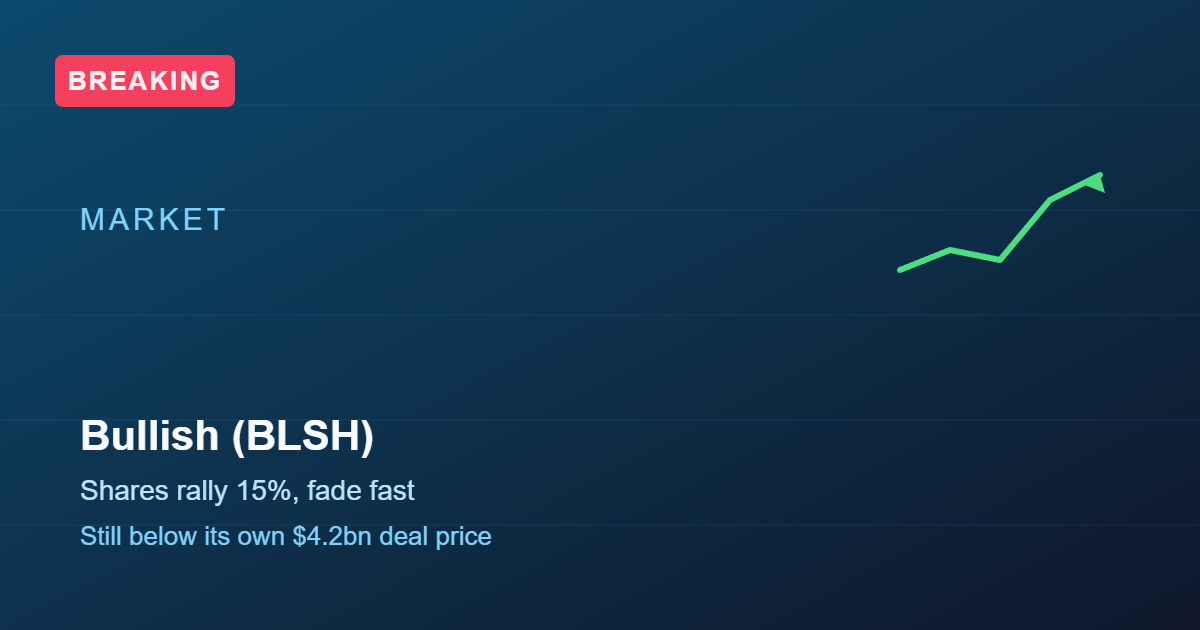Bullish Shares Rally 15% Then Fade, Still Trade Below Its Own $4.2B Deal Price