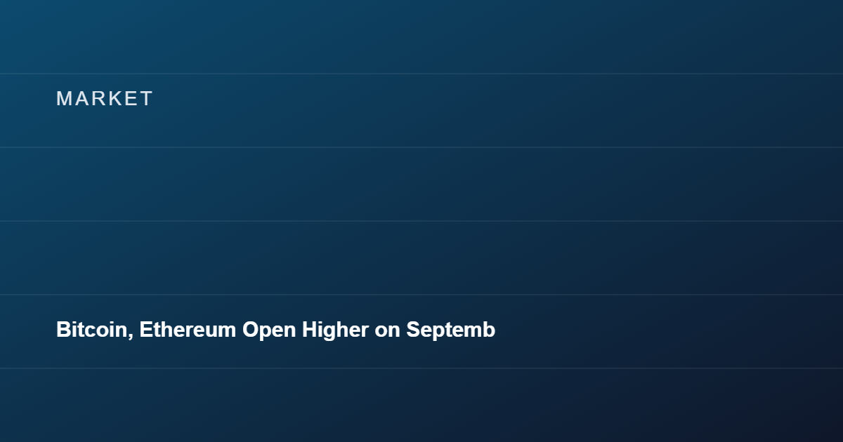 Bitcoin, Ethereum Open Higher on September 1 as Global Crypto Market Cap Hits $2.73 Trillion